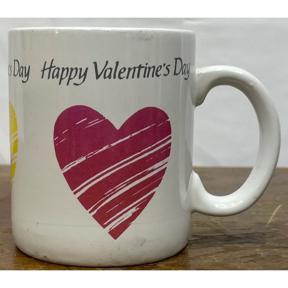 Vintage Valentine Mug 1988 Houston Foods HF Heart Coffee Cup‎